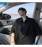 BONSIR  -  Unisex Oversized Half-Zip T-Shirt - Comfortable  Stylish Couple Tee for Everyday Wear Waffle Oversized Comfort & Modern Street