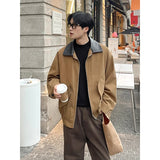 BONSIR  -  Fall Short-Length Bomber | American Retro Shacket W/ PU-Leather Collar - Relaxed Plus Sizing M-5XL