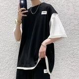 BONSIR  -  Waffle Casual Set Summer Vacation Two Piece Design Men's T-shirt Loose and Versatile Korean Sport Short Male Clothing