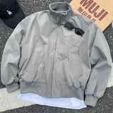 BONSIR  -  Stylized heavy industry ribbed stand collar American high street stand collar jacket baseball flight jacket men amber streamer