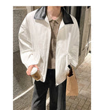 BONSIR  -  Autumn New Fashion Men's Loose Color-coded Casual Trendy Turn-down Collar Long Sleeve Zipper Jacket Male Coat Clothes Tops