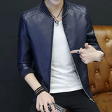 Bonsir Slim Fit Leather Jacket for Men Thin Casual Man Suits and Blazers New in Spring Clothes Menswear Gentleman Fashionable Coats Hot