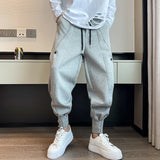 Bonsir Spring Autumn Casual Joker Harlan Pants Sports Bundle Leg Waist Pants Streetwear Fashion Men Black White Grey Elastic Trousers