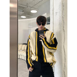 BONSIR  -  Autumn and winter color-blocking striped design hooded sweater for men high-end niche thickened sweater jacket