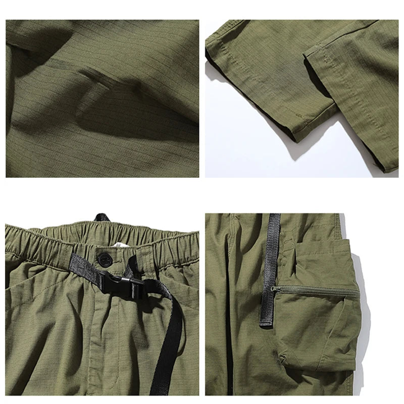 Bonsir Baggy Black Cargo Pants Men American Streetwear Oversize Khaki Cargo Trousers Male Pocket Loose Casual Hip Hop Workwear