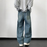 Bonsir Man Casual Jeans American Fashion Instagram High Street Retro Washed Wide Leg Jeans Men's Spring Loose Straight Long Pants