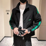 Bonsir Spring Autumn Jacket for Men Slim Fit Zip V Splicing Man Coat New in Cheap Clothes Offer Original Brands Korean Reviews Many Y2k