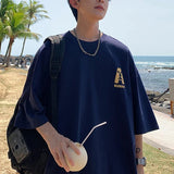 BONSIR  -  Summer High Street Cotton Oversized T Shirt Men Loose T Shirts for Mens Casual Tops Tees Clothes Streetwear Short Sleeve Tees