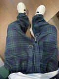 BONSIR  -  autumn new loose couple style retro green plaid long-sleeved shirt jacket men