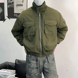 Bonsir Mens Fashion Trend Short Jacket Autumn And Winter Street Commuting Stand Collar Silhouette Workwear Casual Thickened Jacket