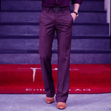 Bonsir Men Flared Boot Cut Trousers Fashion Casual British Style Office Comfortable Kahki Black Slim Formal Suit Bottom Pants