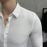 Bonsir Plus Size 7XL-M 2023 Spring Long Sleeve Solid Business Slim Shirts High Quality Men Dress Shirt Homme Social Party Casual Shirt