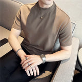 Bonsir Summer New Round Collar Short Sleeved T-shirt Men Cotton Loose Casual Solid Color Tee High Quality Mens Tops Streetwear