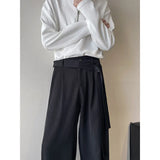 BONSIR  -  Brown Belt Suit Pants Men Society Mens Black Dress Pants Korean Casual Straight Pants Mens Office Formal Trousers Large Size