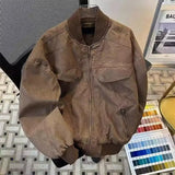 BONSIR  -  Maillard brown short workwear jacket for men autumn and winter washable trendy baseball jacket, American retro  jacket