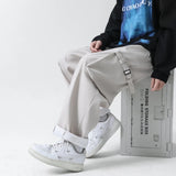 BONSIR  -  Wide Leg Mop Pants New Autumn and Winter Men's Solid Color Large Pocket Workwear Straight Tube Loose Casual Pants