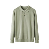 BONSIR  -  Men Long-sleeved Knitted Shirt with Turnover Collar Comfortable and All-match Wool Sweater Simple Business and Casual Polo Shirt