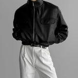 BONSIR  -  American leather jacket men's autumn and winter new model Pissai motorcycle suit short multi-pocket work stand collar jacket
