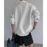 BONSIR  -  Spring and Autumn Men's Solid Color Narrow Striped Long Sleeve Shirt, Paired with A Relaxed-fit Casual Jacket, Durable Top M-5XL