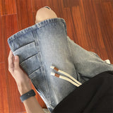 Bonsir Summer Fashion Blue Denim Pants Shorts Men's Straight Casual Ins Youth All-match Fifth Pants Elastic Waist Chic Short Pants