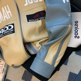 BONSIR  -  Hip Hop PU Leather Motorcycle Jaet Loose Fit Baseball Sle for Men And Women Trendy Streetwear Autumn Winter Thiened Youth