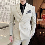 Bonsir Men Suits Double Breasted Latest Design Groom Wedding Stage Tuxedos Best Costume Homme Slim Fit Business Social 3 Pieces