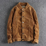 BONSIR  -  Corduroy Jacket for Men Retro Trendy Casual Versatile Slim Fit Stand Up Collar Fashionable Outerwear