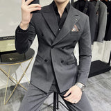 Bonsir 7XL-S (Blazer + Trousers)  Fashion Double Breasted Slim Fit Men's Suit Italian Style Luxury Wedding Social Dress 2 Piece Set
