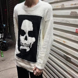 Bonsir Y2k High Street Skull Jacquard Sweater For Men And Women Autumn And Winter New Loose Couple Knitted Sweater Tops