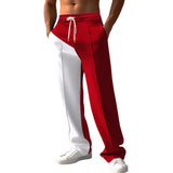 BONSIR  -  Corduroy Pants Men's American Loose Sport Drape Drawstring Casual Pants Colorblocking Fashion High Street Casual Trousers