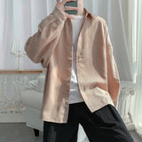 Bonsir Autumn Corduroy Solid Long-sleeved Shirt Men's Niche Loose Casual High Street Shirts Men Tops Overcoat Male Clothes