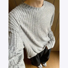 Bonsir Autumn Winter New Fashion Round Neck Long Sleeve Solid Pullovers Men's Clothing Sweaters Korean Loose Knitting All-match Tops