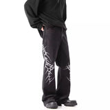 Bonsir Hip-Hop Street Niche Loose Straight Y2k Jeans Mens American High Street Fashion Trend Leisure Heavy Embroidery Flared Trousers