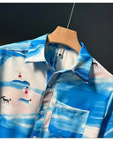 BONSIR  -  Hawaiian Style Beach Short-sleeved Shirt Men's Summer Fashion Thin Loose and Versatile Casual Vacation Seaside Shirt