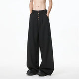 BONSIR  - Brown Suit Pants Men Oversized Fashion Society Mens Black Dress Pants Korean Loose Wide Leg Pants Mens Office Formal Trousers