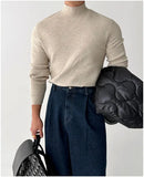 BONSIR  -  autumn and winter men's cashmere blended high-end half-high collar stretch-knit base pullover sweater