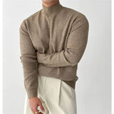 BONSIR  -  autumn and winter men's cashmere blended high-end half-high collar stretch-knit base pullover sweater