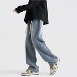 Bonsir Pants Men's Trendy American High Street Jeans Men's Loose Straight Leg Wide Leg Cool Casual Men's Pants