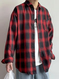 BONSIR  -  Long sleeve plaid shirt men's retro new trend in spring and autumn loose casual Joker coat shirt