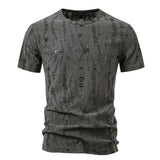 BONSIR  -  Mens T-Shirts Ripped Hollow Casual T-Shirts Streetwear Fashion Niche Personality Trend Short-Sleeve Tops Men'S Clothing 2025 New