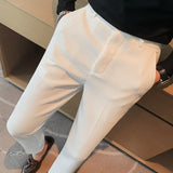 Bonsir Autumn New Waffle Stretch Waist Business Formal Pants Men Fashion Wedding Slim Trouser Mens Brand Social Party Suit Pants