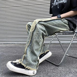 Bonsir New Fashion Old Y2K Streetwear Stacked Baggy Ripped Jeans Pants Men Clothing Straight Denim Trousers