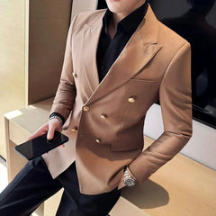 Bonsir Classic Luxury Mens  Double Breasted Suit Jacket Groom Wedding Tuxedos Business Casual Blazer Social Club Outfits Suit Coat