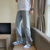 Bonsir Ripped jeans men's loose straight chic summer thin casual pants with raw edges Monkey Wash high street hip-hop wide-leg pants