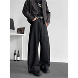 BONSIR  -  Grey Suit Pants Men Oversized Society Mens Black Dress Pants Korean Casual Wide Leg Pants Mens Office Formal Trousers M-3XL