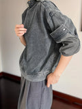 BONSIR  -  Hong Kong style denim jacket men's fashion brand high street niche personality leisure collar pullover work jacket