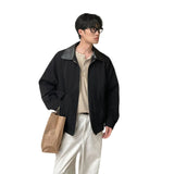 BONSIR  -  Autumn New Fashion Men's Loose Color-coded Casual Trendy Turn-down Collar Long Sleeve Zipper Jacket Male Coat Clothes Tops