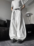 BONSIR  -  American High Street White Design Bend Knife Jeans Men Women Summer Loose Slim High Waist Wide Leg Floor-Length Pants