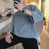 BONSIR  -  Summer Short Sleeved T-shirt Men Oversized Black White Casual T Shirt Men Streetwear Hip-hop Loose Ice Silk T Shirt Mens Top
