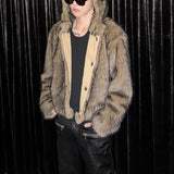 Bonsir Mens Warm And Thick Autumn And Winter Cold-Proof Jacket New Style Fashion Imitation Fur Coat Short Y2k Trend Street Jacket Men